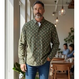 Duluth Trading Co. "Untucked" Moscow Mule Print Button Down Shirt Large